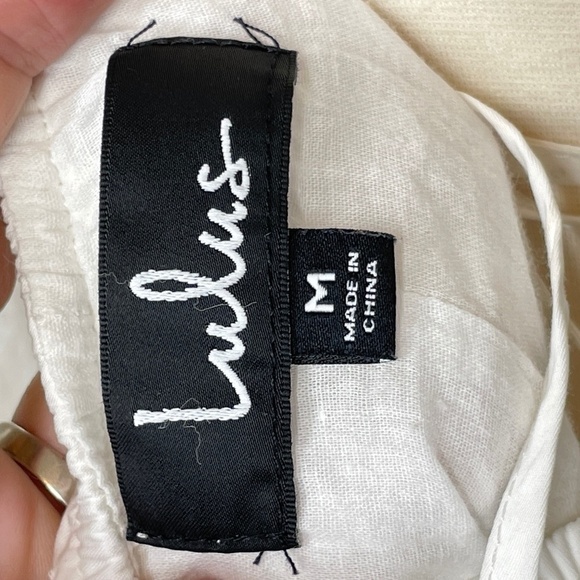 Lulus White Cotton Empire Waist Backless Mini Sz M - Picture 11 of 12